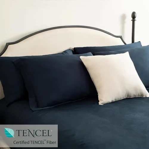 Vista 4 de Delara Sábana bajera ajustable 100% lyocell tencel de eucalipto, naturalmente refrescante, súper suave, sedosa, absorbe la humedad, equilibrio