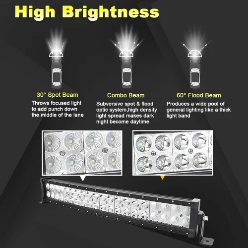 Vista 4 de Willpower Barras de luz LED curvadas de 22 pulgadas, 120 W, combo de inundación puntal, barra LED delgada con arnés de cableado, luces LED