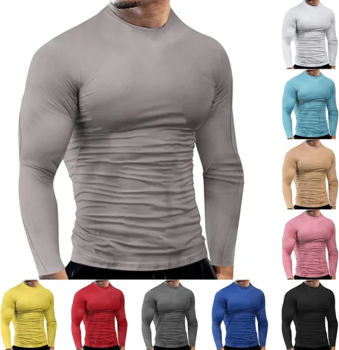 Vista 79 de Camisas de compresión atléticas de manga larga para hombre, capa base, camisa de entrenamiento atlético, camisas de compresión, camisetas deportivas