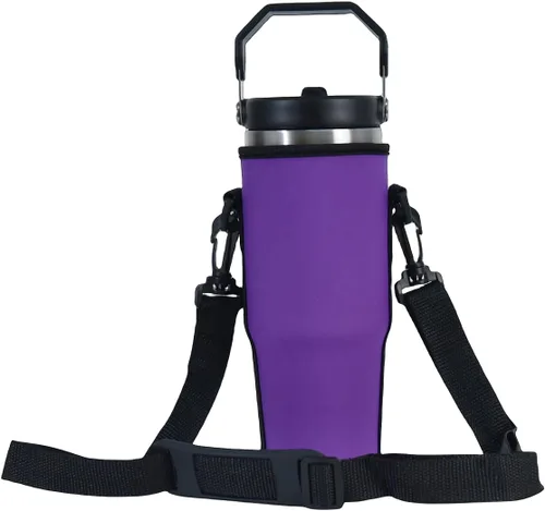 Vista 11 de AF-WAN Funda aislante de neopreno para botella de agua, impermeable, antideslizante, antiarañazos, con correa para el hombro, compatible con vaso