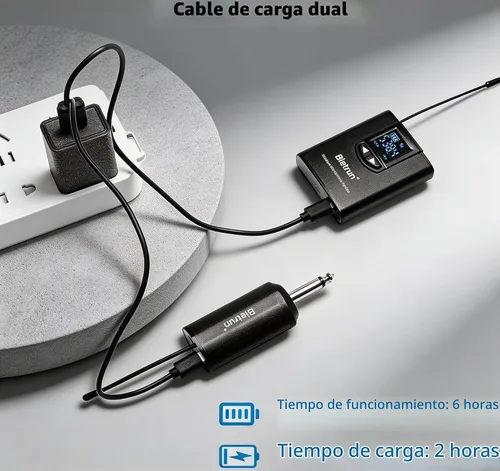 Vista 4 de Bietrun - Sistema de micrófono inalámbrico UHF Lavalier de solapa/micrófono para auriculares/micrófono de soporte, rango de 50.3 metros, transmisor
