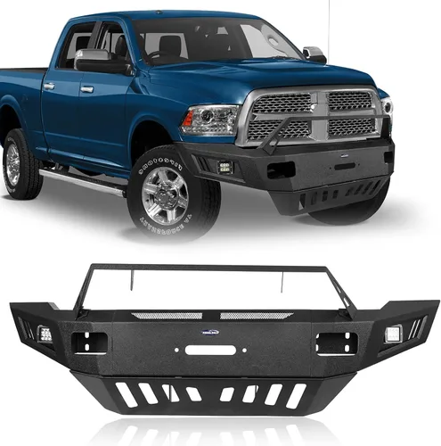 Vista 12 de u-Box Parachoques delantero para Dodge Ram 2500 3500 2010-2018, parachoques todoterreno resistente con placa de cabrestante, placa deslizante