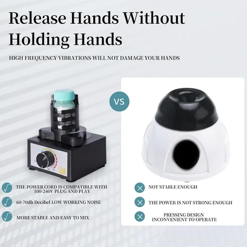 Vista 2 de Mezclador Vortex de 2400 rpm, modelo mezclador de pintura, mezcla de hasta 3.4 fl oz, velocidad ajustable para pinturas acrílicas, esmalte de uñas