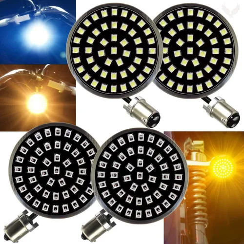 Vista 10 de Eagle Lights 8748TS-G2B-4-C Midnight Edition Kit de señal de giro LED delantera y trasera de 2 pulgadas compatible con motocicletas Harley Davidson