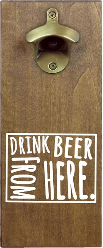 Vista 10 de Torched Drink Beer From Here - Abridor magnético de botellas de cerveza con receptor de tapa (Alabama) Abrebotellas montado en la pared imán