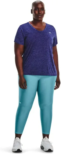 Vista 6 de Under Armour - Camiseta Tech de manga corta y cuello en V para mujer, jaspeada