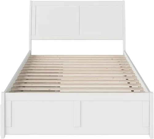 Vista 4 de Cama con plataforma de almacenamiento completo Urban en color blanco