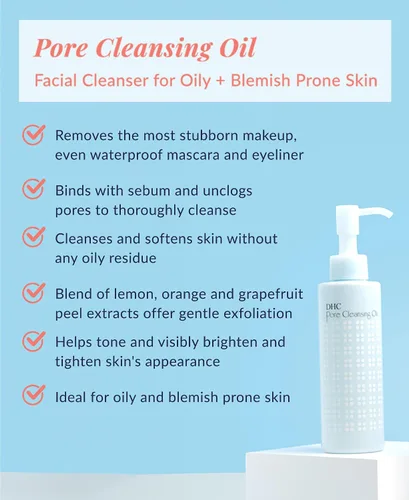 Vista 2 de DHC Aceite limpiador de poros, aceite de limpieza facial, removedor de maquillaje, desatasca los poros, sin residuos, ideal para pieles grasas