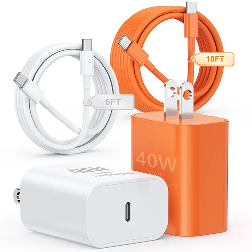 Vista 9 de Cargador rápido para iPhone, cable Lightning de carga rápida de 10 pies, para iPhone 14, 13, 12 Pro Max, cargador de carga rápida con bloque