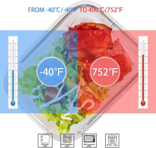 Vista 3 de S SALIENT 18 recipientes de vidrio para almacenamiento de alimentos con tapas, recipientes de vidrio para preparación de comidas, recipientes