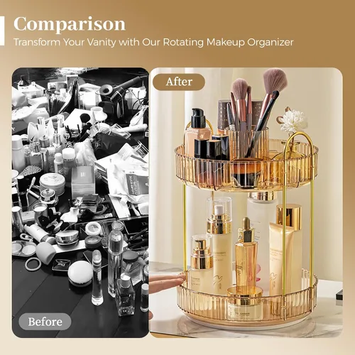 Vista 4 de Aveniee Organizador de maquillaje giratorio de 360 grados para tocador, organizadores de baño mejorados para perfume y cuidado de la piel
