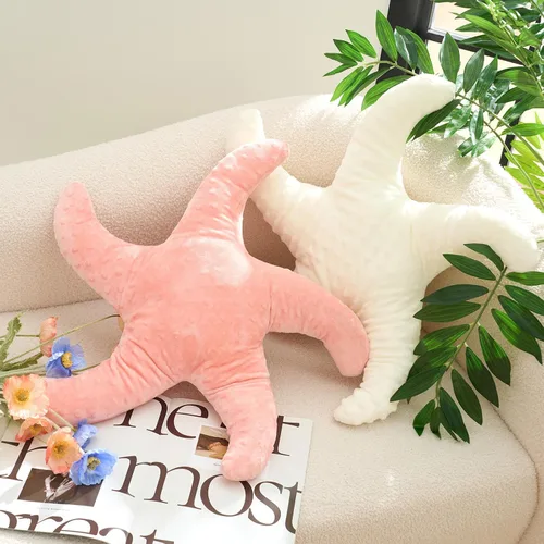 Vista 7 de Tatuo 2 almohadas de playa bonitas con forma de pez de estrella de mar de 22 pulgadas, almohadas de felpa con forma de estrella de playa, decoración