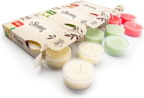 Vista 10 de Paquete de 3 velas de té de manzana, 18 velas perfumadas (cosecha, caramelo, tarde) - Colección de panadería y frutas