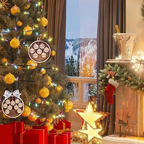 Vista 7 de YRH Adornos de Navidad personalizados con nombres de familia, 1-9 nombres, 1 pancarta inferior (4 adornos de Navidad de estilo)