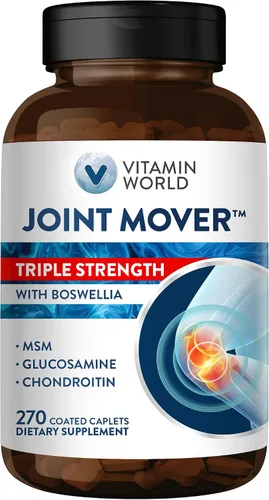 Vista 9 de Vitamin World Movimiento de articulaciones de triple fuerza, glucosamina condroitina con suplemento de apoyo articular MSM, extracto de colágeno
