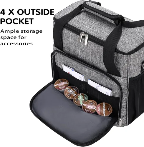 Vista 3 de Bolsa de café para Keurig K-Slim/K-Express/K-Iced/Ninja PB041ST/Ninja PB051, resistente al agua para viajes, gris