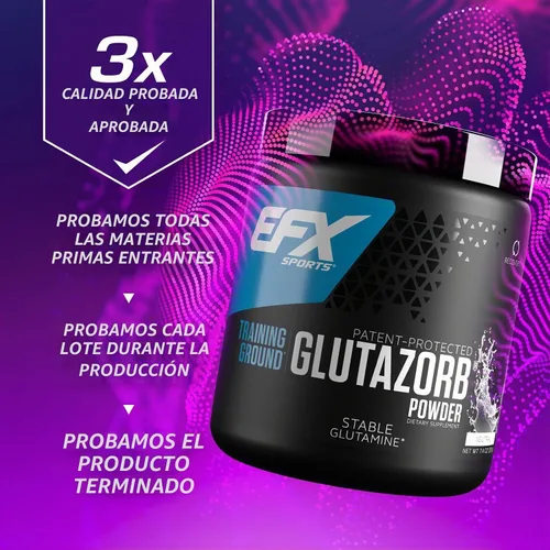 Vista 4 de EFX Sports Training Ground Glutazorb Powder Suplemento de glutamina altamente concentrado, pH correcto, digestión y apoyo inmunológico, 140
