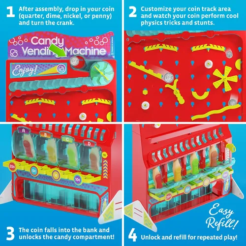 Vista 3 de Thames & Kosmos Kit STEM de máquina expendedora de dulces de 2 pies de altura Construye una máquina expendedora de dulces con 10 experimentos