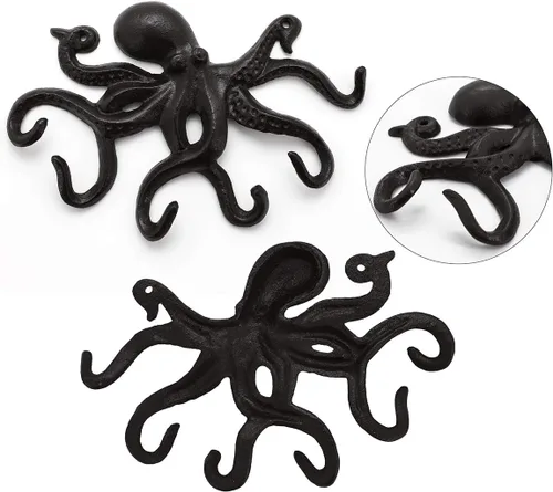 Vista 4 de Soporte para llaves de pared, ganchos de abrigo de pulpo montados en la pared, ganchos para toallas montados en la pared, ganchos para llaves