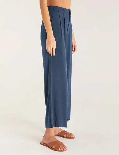 Vista 2 de TIQOJE Pantalones de vestir para mujer, de cintura alta, pierna ancha, holgados, de lino, estilo casual, estilo palazzo, para oficina