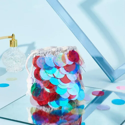 Vista 2 de PH PandaHall Lentejuelas grandes de 8.47 oz para manualidades, 8 colores planos, redondos, lentejuelas sueltas de PVC y lentejuelas para bordados