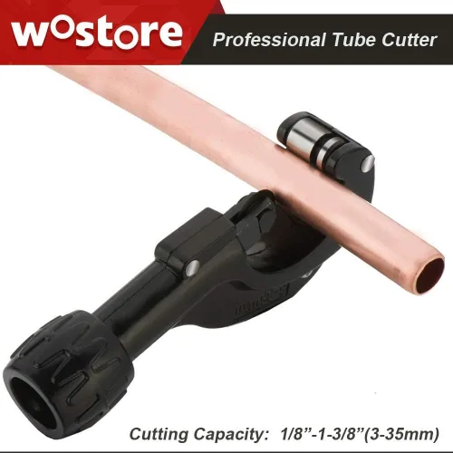 Vista 6 de Wostore Cortador de tubos de 1/8"-1-3/8" OD (0.118-1.378 in) con hoja adicional y escariador desbarbador plegable, hoja de acero de aleación
