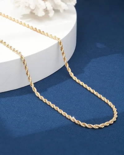 Vista 3 de Nautica 14K Gold Plated Brass Necklace - Classic Twist French Rope Chain Necklace for Men and Women