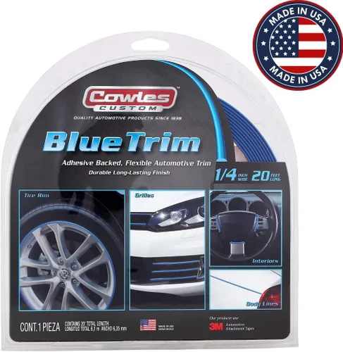 Vista 2 de Cowles Accesorio automotriz de moldura de color azul personalizado para el interior o exterior de automóviles, camiones, SUV, 20 pies de despegar
