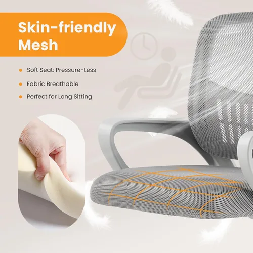 Vista 7 de Sweetcrispy Silla ejecutiva de gestión de oficina en casa, silla ergonómica de malla ajustable giratoria de escritorio para computadora con soporte
