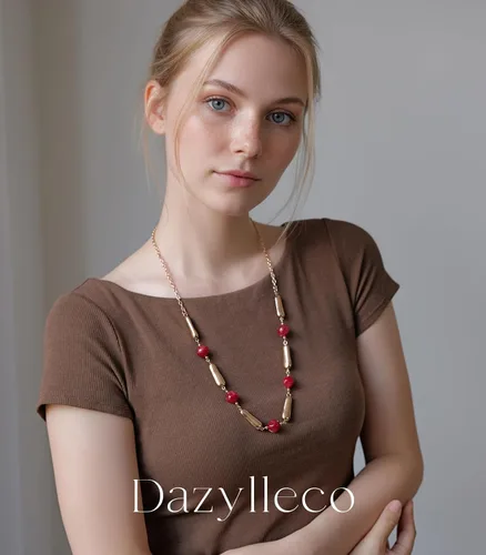 Vista 2 de Collares largos de cuentas de oro para mujer, collar de cadena larga con cuentas de resina gruesaperlas, regalos de joyería de oro