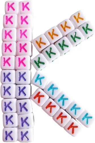 Vista 19 de Xeahung 200 cuentas de letras acrílicas cuadradas multicolor para hacer joyas, llaveros de bricolaje, collares, pulseras, decoraciones