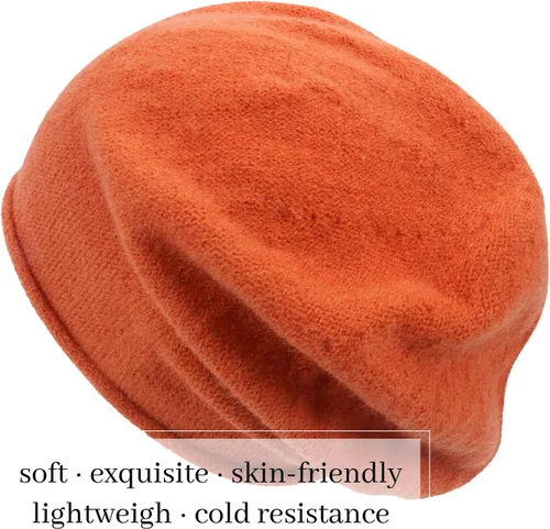 Vista 4 de DANMY Gorro de punto holgado de cachemira para mujer, gorro de lana suave y cálida para invierno