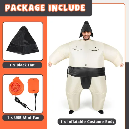 Vista 2 de Disfraz inflable de sumo para adultos, trajes de lucha libre, disfraz inflable de Halloween para hombres y mujeres, fiesta de cosplay de Halloween