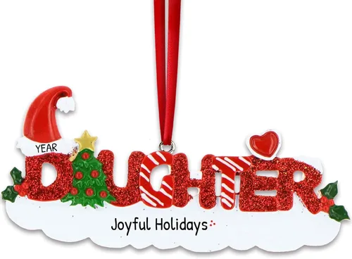 Vista 14 de Adorno de Navidad familiar personalizado – Adornos personalizados para tía, adorno de la mejor tía de la historia, adornos de regalo personalizados