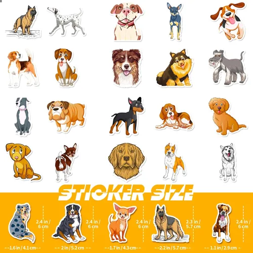 Vista 3 de The Dog Stickers 50 piezas de vinilo impermeable acuarela paquete de calcomanías de viaje para botella de agua, portátil, guitarra, patineta, coche