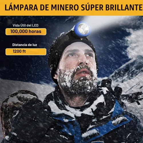 Vista 5 de Lokilo Linterna frontal de minería superbrillante de 1+6 LED, recargable, impermeable, con tapa minera, larga duración, ligera, perfecta