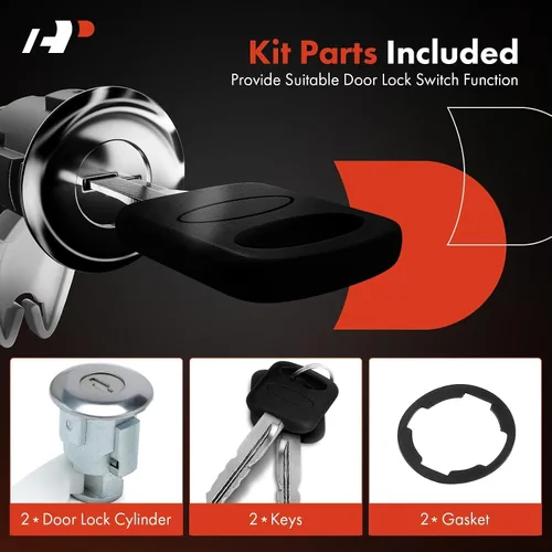 Vista 4 de A-Premium Juego de cilindros y llaves para cerradura de puerta compatible con Ford F-150 F-250 F-350 F-450 F-550 F-650 F-750 F-800 Econoline Club