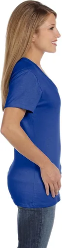 Vista 3 de Hanes Camiseta de algodón con cuello en V para mujer talla M color real profundo azul Deep Royal Blue M