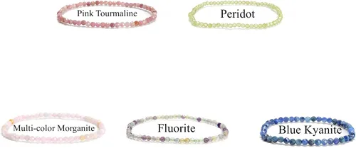 Vista 4 de JM Design 02-Peridot Peridot Cuentas Redondas Cuentas Pulsera 0.079 in 7.5'' Longitud