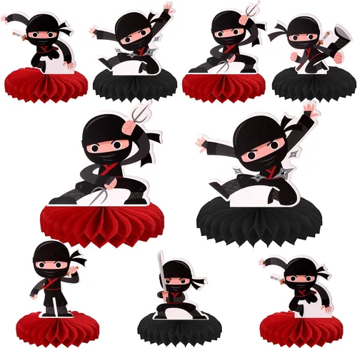 Vista 8 de 12 piezas de centros de mesa ninja de doble cara, dardos de artes marciales, karate, kung fu, guerreros, centros de mesa de flores para temática