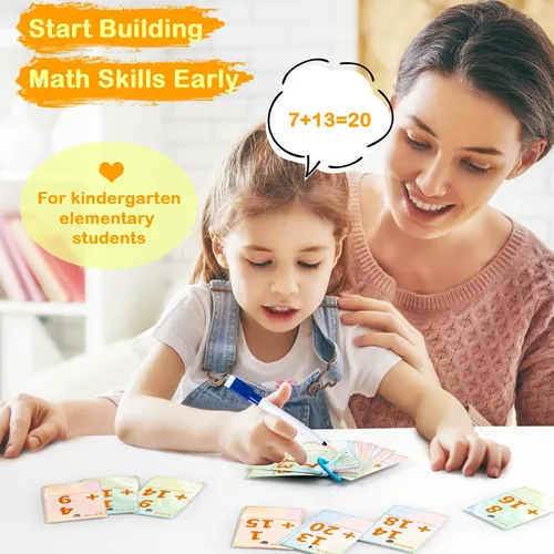 Vista 2 de Tarjetas de memoria de suma y resta Alened, tarjetas flash matemáticas 2do grado Math Facts Flashcards 1-20, Math Manipulatives Games for