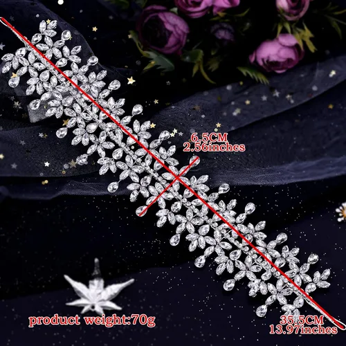 Vista 7 de Diadema de boda con diamantes de imitación, tocado de novia para boda, tiaras de novia, joyería para el cabello, tocados de fiesta para mujeres