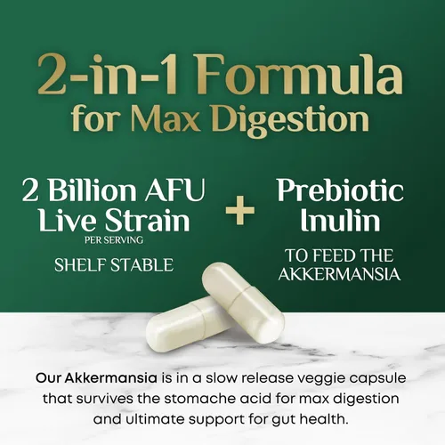 Vista 3 de Akkermansia Suplemento para la salud intestinal - Probiótico Akkermansia prémium con fibra prebiótica - Akkermansia Muciniphila 2 mil millones