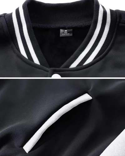 Vista 3 de ACEFAST INC Chaqueta de béisbol Varsity para hombre, chaqueta casual estilo bombardero, cortavientos, chaqueta ligera