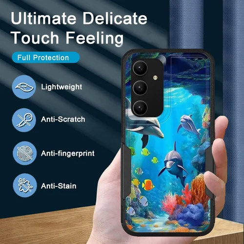 Vista 366 de Funda para Galaxy A14 5G, resistente de doble capa híbrida de policarbonato duro, goma suave, a prueba de golpes, funda protectora resistente