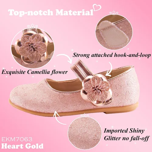 Vista 4 de EIGHT KM Zapatos de vestir para niñas pequeñas Zapatos Mary Jane para niñas Mary Jane Flats Zapatos de ballet Fiesta, niña de flores, zapatos