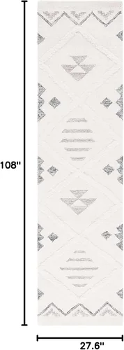 Vista 2 de SAFAVIEH Casablanca Collection - Alfombra de pasillo, 2 pies 3 pulgadas x 9 pies, marfil y negro, hecha a mano, de lana rústica tribal marroquí