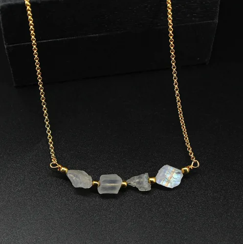 Vista 15 de Gempires Natural Raw Bar Crystals Pendant Necklace Handmade Jewelry 22 inch Adjustable Chain