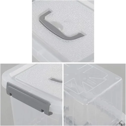 Vista 5 de Jekiyo - Recipiente de almacenamiento de plástico transparente, 6 cuartos de galón, contenedor de caja de cierre con tapa, paquete de 4