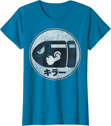 Vista 62 de Super Mario Camiseta con logotipo de Bullet Bill Distressed en Kanji